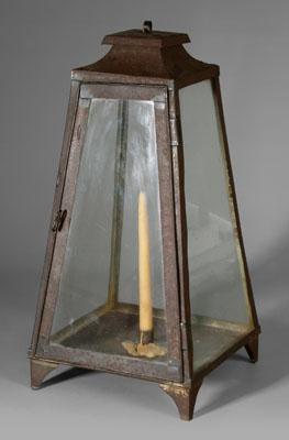 Trapezoidal tin lantern, four tapered