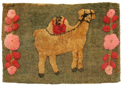 Waldoboro style rug with camel,