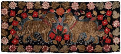 North Carolina hooked rug with dogs,