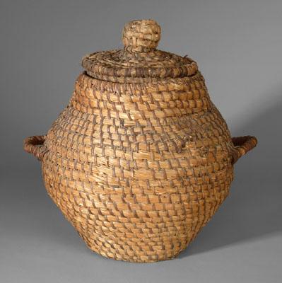 Coil-built rye basket with lid,