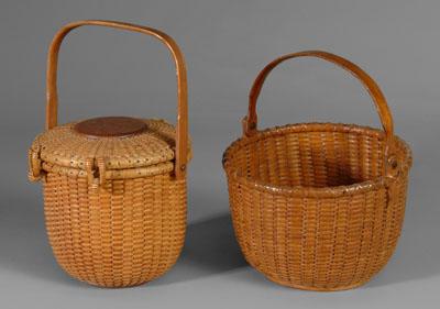 Two Nantucket baskets: one round with