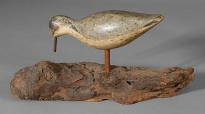 Feeding shorebird decoy, painted