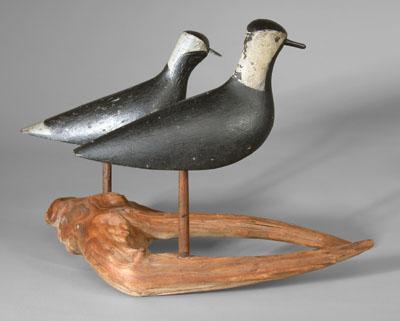 Pair black-breasted plover decoys: early