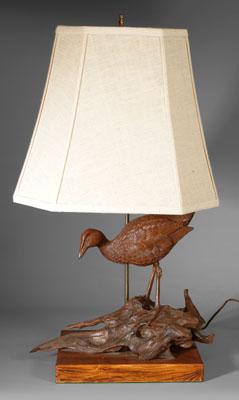 Finely carved wooden shorebird,