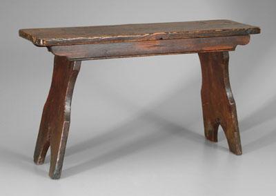 Pine trestle-form bench, pine throughout