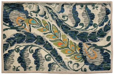 American floral hooked rug, diagonal