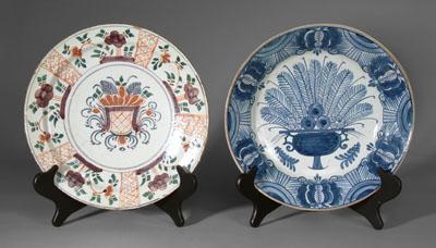 Two Delft chargers: one with bowl