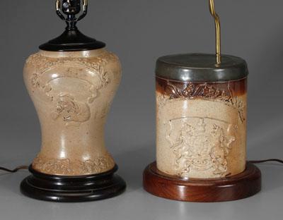 Two English stoneware jars: one baluster