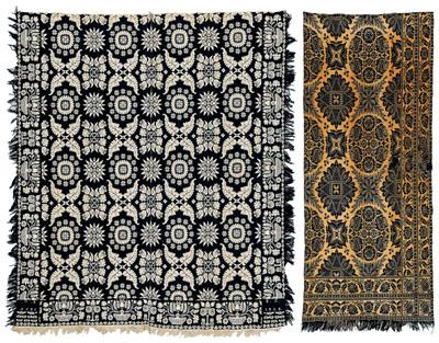 1854 Jacquard coverlet and partial coverlet:
