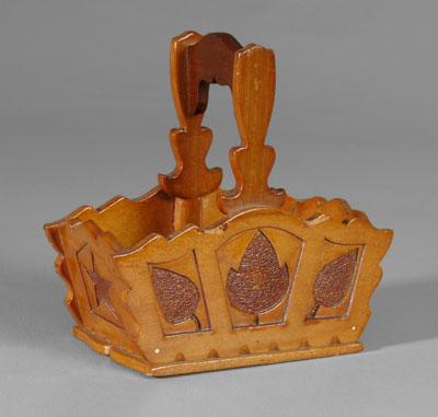 Miniature wooden basket, shaped borders