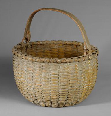 Painted oak split basket, circular
