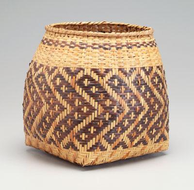 Cherokee river cane basket, square to