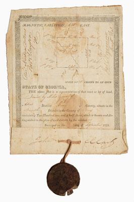 1821 Georgia land lottery grant, partially