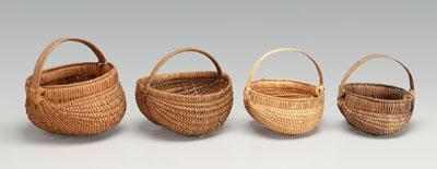 Four oak split egg baskets all 9501d
