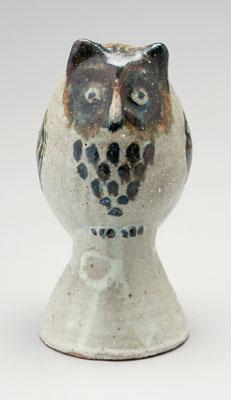 Arie Meaders owl, brown and blue glazed
