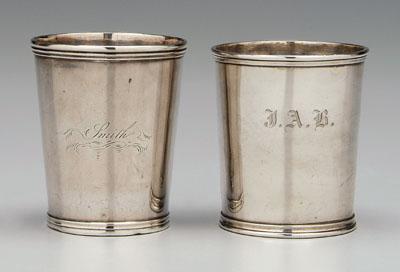 Two coin silver julep cups: one with