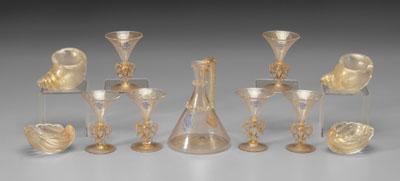 Eleven pieces Venetian glass: small