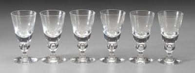 Set of six Steuben goblets teardrop a0809