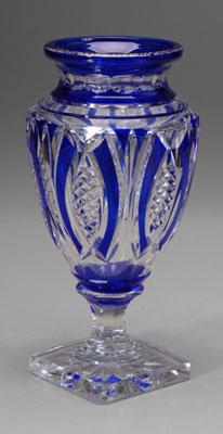 Val St. Lambert vase, cobalt-cut-to-clear,
