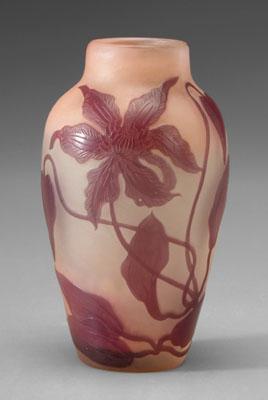 Galle cameo art glass vase, floral and