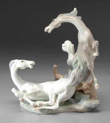 Lladro horse figurine, two fighting