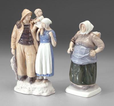 Two B&G figurines: one with fisherman