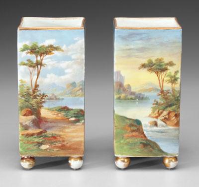 Pair painted porcelain vases each a0839