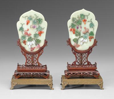Pair Chinese table screens fan shaped a0845