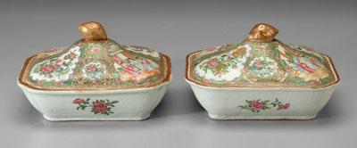 Pair Chinese export lidded tureens  a084b
