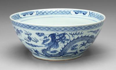 Chinese blue and white bowl, deep curved