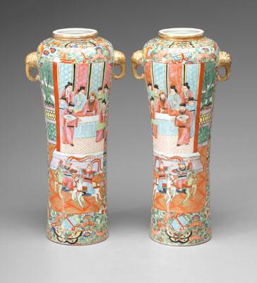 Pair Chinese famille rose vases: