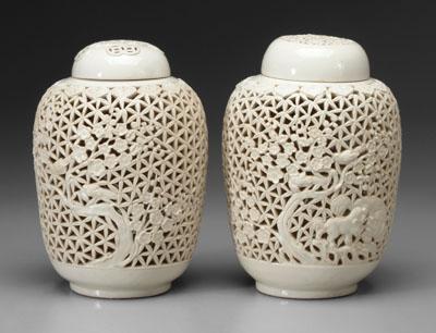 Two Chinese blanc de chine jars  a0869