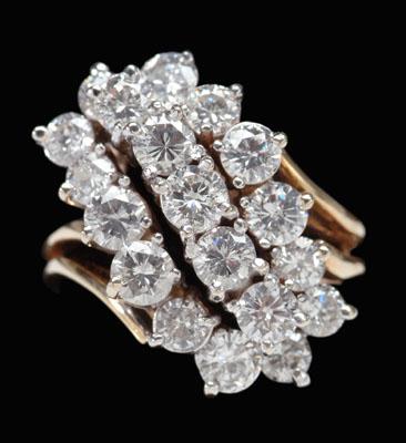 Diamond cluster ring, set with