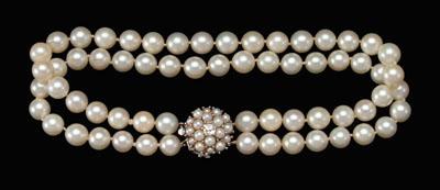 Double strand cultured pearl choker  a0891