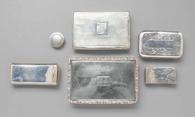 Six English silver boxes marks a089a