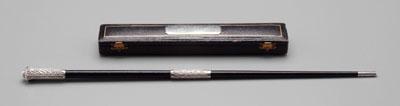 Cased silver mounted baton wood a08ae