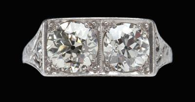 Platinum and diamond ring, two