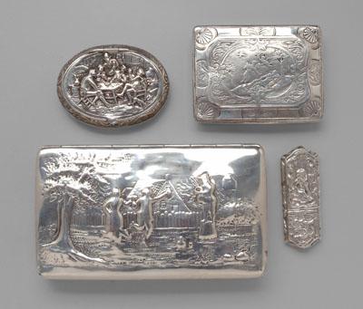 Four Continental silver boxes: