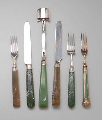 English silver flatware, carved