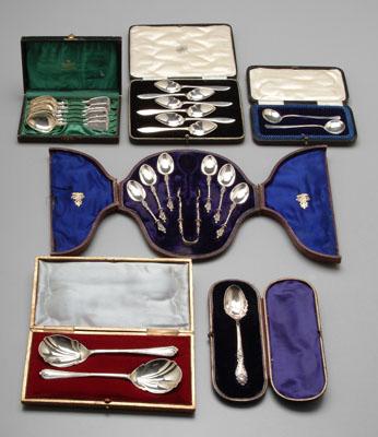 Six cased English silver spoon a08ec