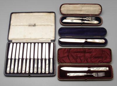 Cased English silver flatware: