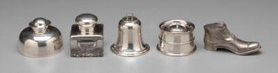 Four English silver inkwells marks a090e