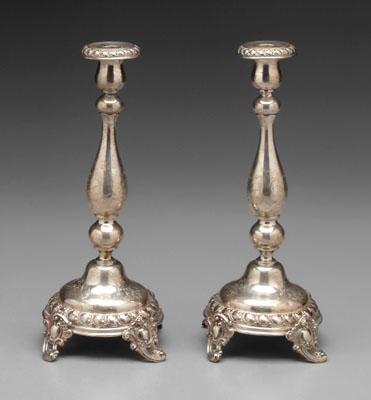 Pair German silver candlesticks: