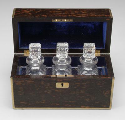 Perfume set: three cut glass perfumes,
