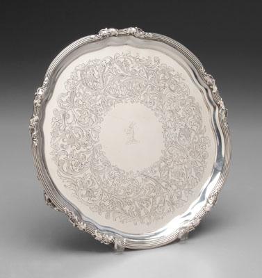 Hunt Roskell silver tray round a094a