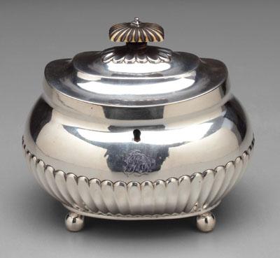 George III silver tea box, oval