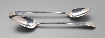 Two Bateman silver stuffing spoons,