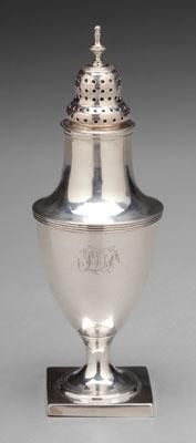 Bateman silver caster, urn form