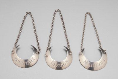 Three Bateman silver labels: crescent