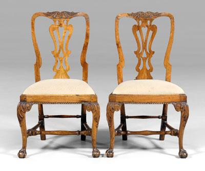 Pair Chippendale carved side chairs  a098d